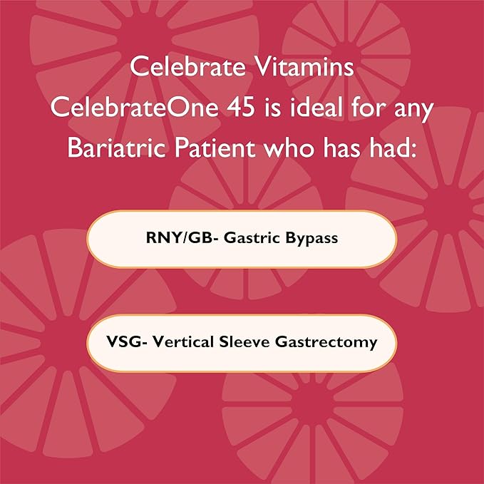 Celebrate Vitamins CelebrateONE 45 Chewables, 45mg Iron - One A Day Bariatric Multivitamin, Essential Vitamins & Minerals - Gastric Bypass & Sleeve Gastrectomy Supplement - Cherry (90 Tablets)