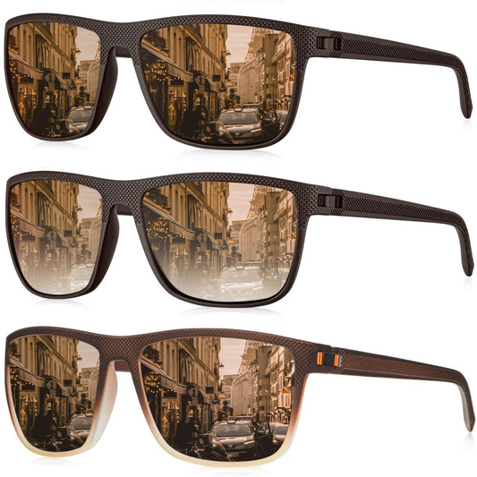 KALIYADI Polarized Sunglasses Men, Lightweight Mens Sunglasses Polarized UV Protection Driving Fishing Golf (Brown/Gradient Brown/Brown)