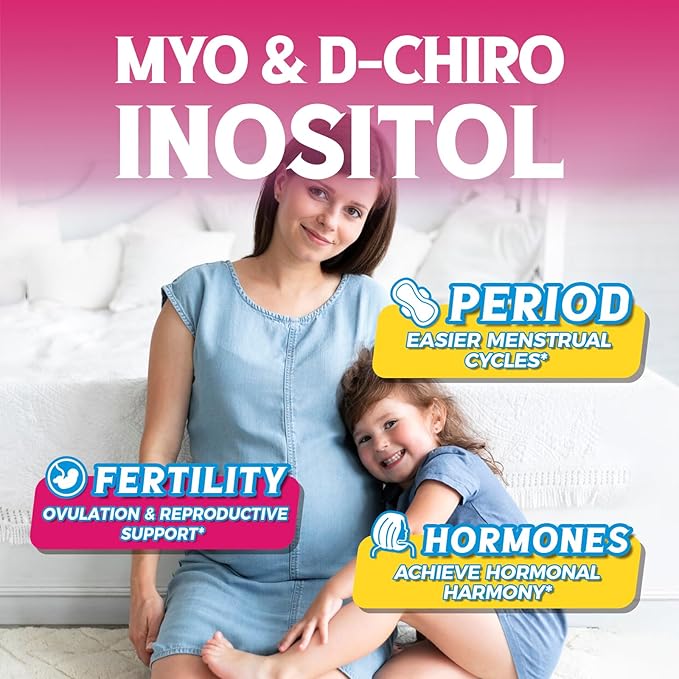 Inositol Supplement, Myo-Inositol & D-Chiro Inositol Fertility Supplements for Women, 40:1 Ideal Ratio, Hormone Balance and Ovarian Support, 80 Vegan Capsules