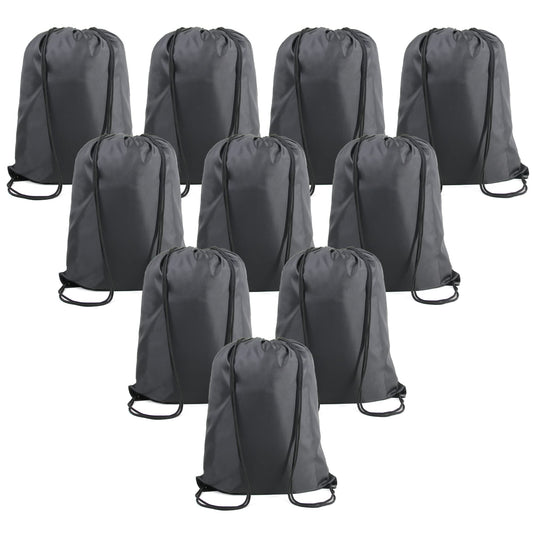 BeeGreen Black Drawstring Backpack Bags Bulk 10 Pack Cinch Sackpack X-Large 22.4" L x 17.5" W Sports Gym String Bags Machine Washable Heavy Duty for Men Women