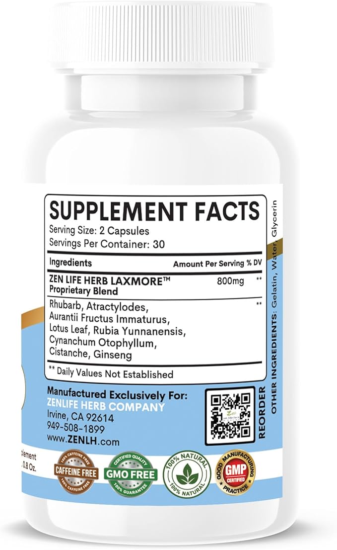 LAXMORE I Poop More Max Strength 100% Natural Plant-Based Supplement (60 Capsules)