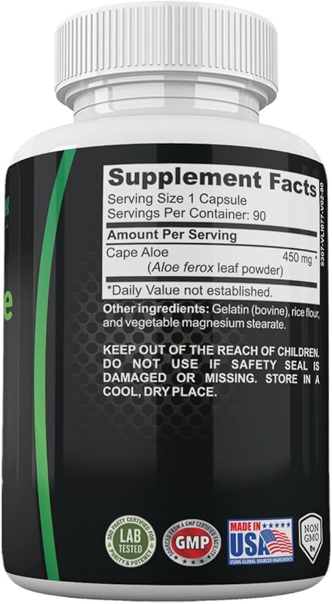 Cape Aloe Natural Laxatives for Constipation Relief- Promotes Healthy Bowel Movement- Supplement for Men & Women - Herbal Detox - 90 Capsules - Made in The USA by Neonutrix