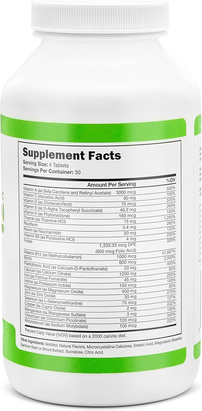 BariSlim All-in-One Bariatric Chewable Multivitamin Tablets w/Calcium Citrate - Bariatric Vitamin for Post Bariatric Surgery Including Gastric Bypass & Gastric Sleeve | Mixed Berry (120 Count)