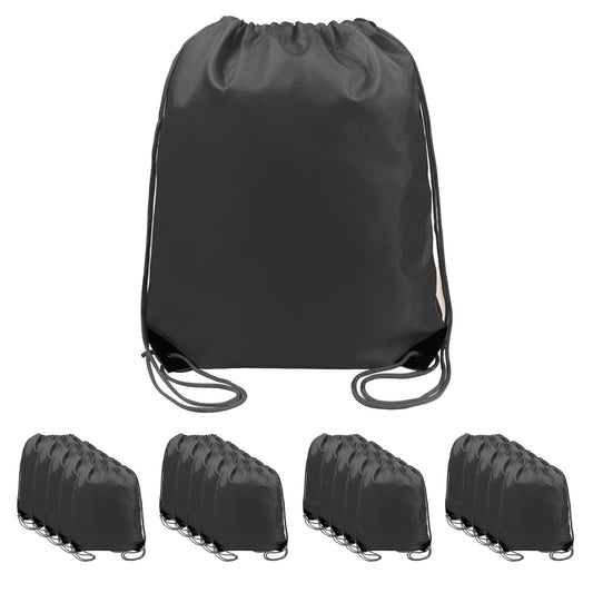 BeeGreen 20 pieces Wholesale Black Drawstring Backpack Bags Cinch Bags Bulk Heavy Duty String Backpack Machine Washable Lightweight Sackpack Outdoor Sport Bags for Men Women
