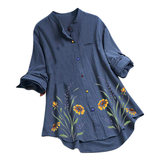 Aniywn Women Round Neck Lace Up Lace Patchwork Flare Pullover Top Casual Plus Size 3/4 Sleeve Floral Printed T-Shirt
