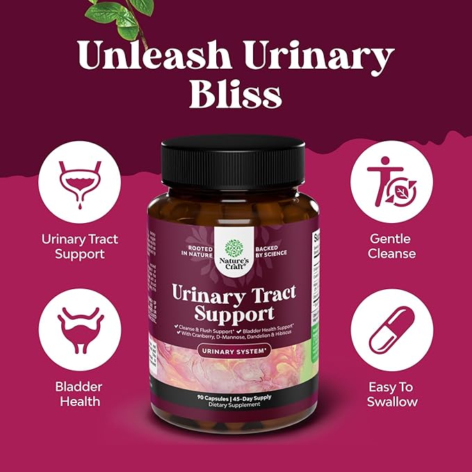 D Mannose Capsules for Urinary Tract Health - High Potency D-Mannose with Cranberry Juice Powder & Dandelion for Urinary Tract Health for Women Fast Acting Super Concentrated Cranberry - 90 Capsules