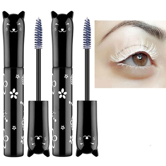 LGSZGDCN 6 Colors Cat eye mascara Eyes Makeup Color Mascara Waterproof Fast Dry Eyelashes Curling Lengthening Eye Lengthening, Lifting, Curling (white 2 pcs)