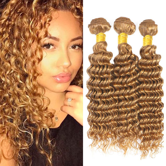 Color #27 Bundles Honey Blonde Bundles Human Hair 3 Bundles 34 34 34 Inch Unprocessed Brazilain Virgin Hair 27 Blonde Bundles Human Hair Honey Blonde Weave Bundles Hair Weave