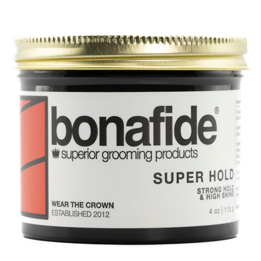 Bona Fide Pomade Super Hold, 4 oz. | Strong Hold High Shine, Water-Base Pomade, Non-Flaking Easy to Wash out Formula, Light Grapefruit Fragrance