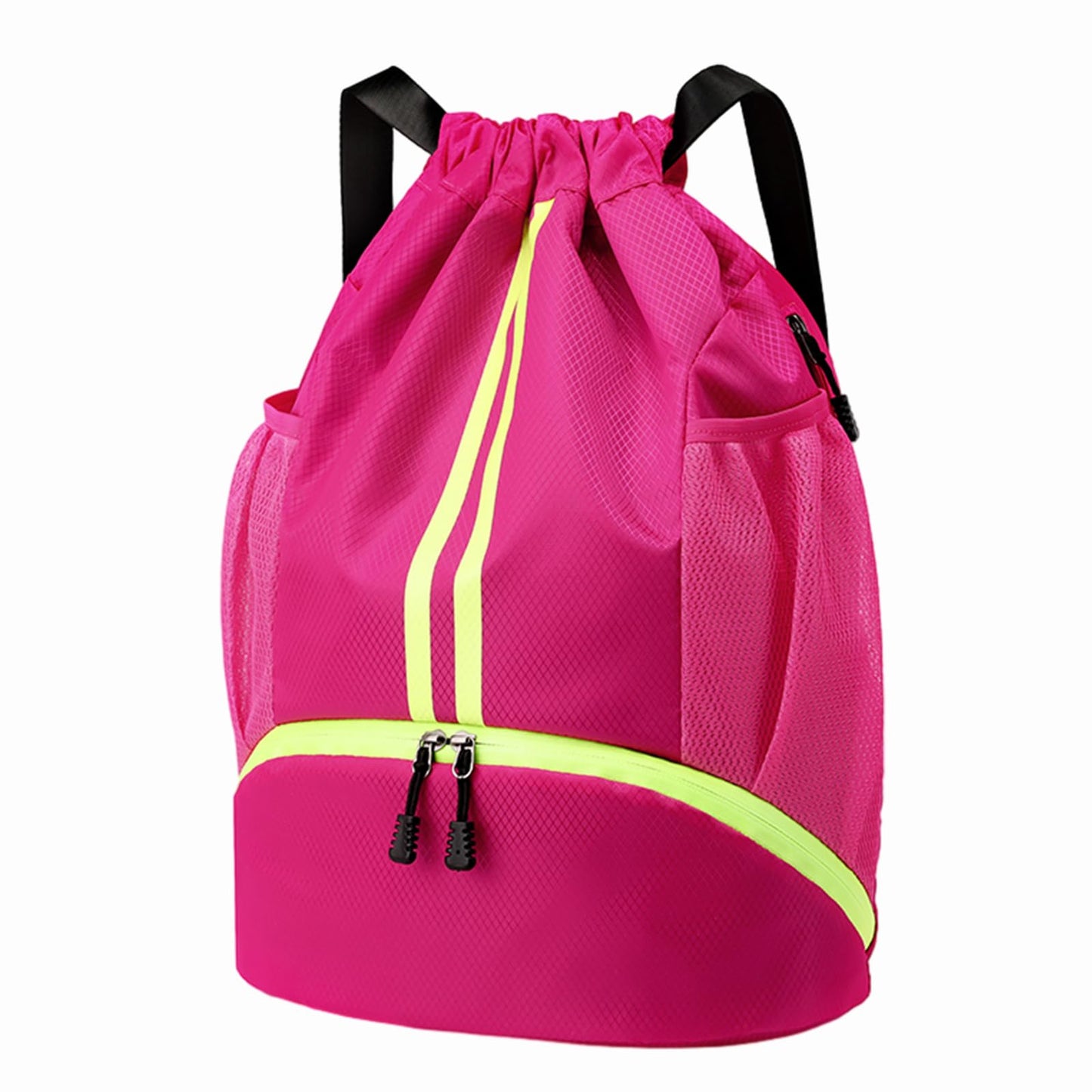 Hoedia Sports Drawstring Backpack - String Swim Gym Bag with Shoes Compartment and Wet Proof Pocket for Women&Men
