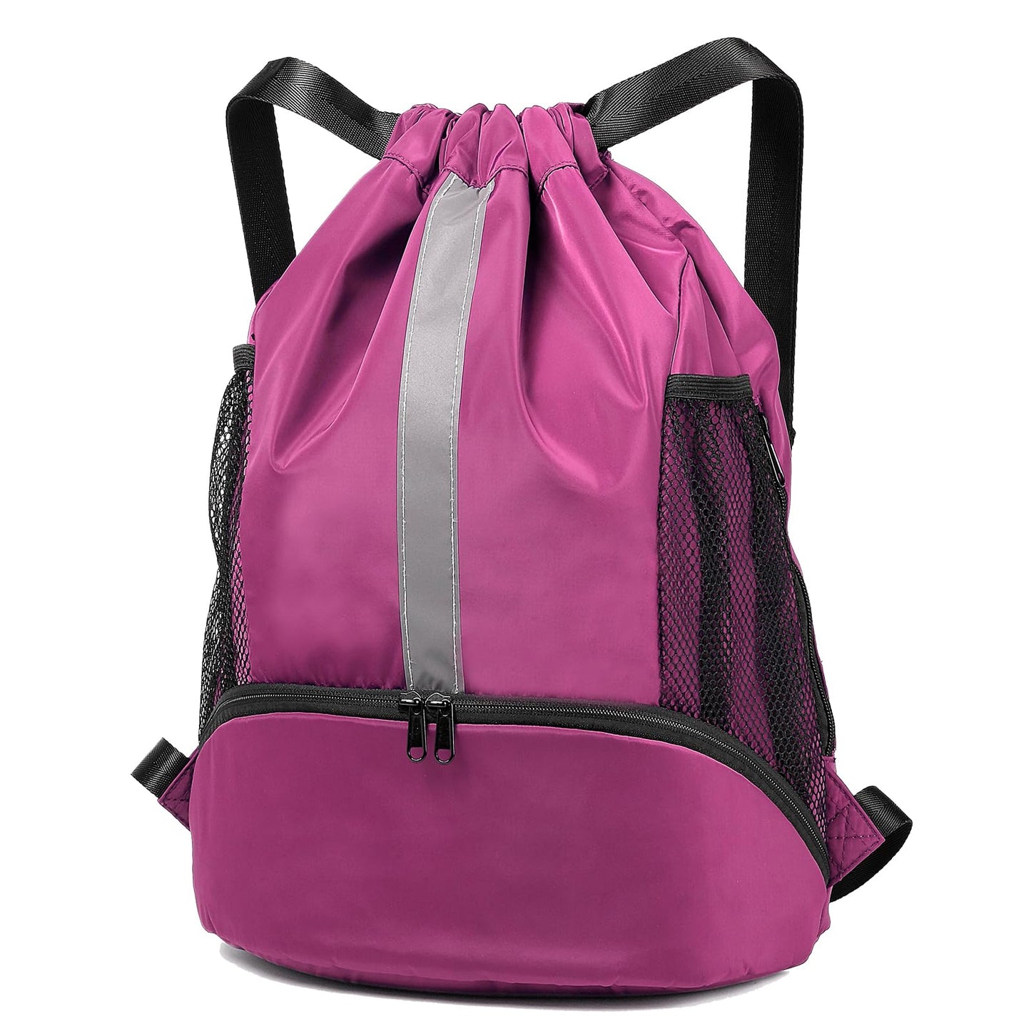 BeeGreen Pink-Cinch-Sackpack-Drawstring-Bag, Lightweight String Backpck With Wet Proof Pocket & Shoe Compartment For Traveling Yoga Beach Swim Outdoor Sports For Women&Men