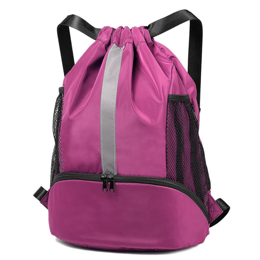 BeeGreen Pink-Cinch-Sackpack-Drawstring-Bag, Lightweight String Backpck With Wet Proof Pocket & Shoe Compartment For Traveling Yoga Beach Swim Outdoor Sports For Women&Men