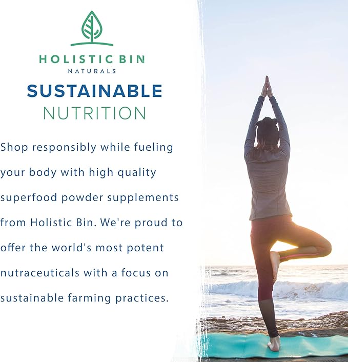 Holistic Bin Wild American Ginseng Powder Pure Organic Ginseng Supplement Made with Wild Harvested 20+ Year Old Roots from Appalachia (Panax Quinquefolius) | No Fillers or Additives (25 Grams)