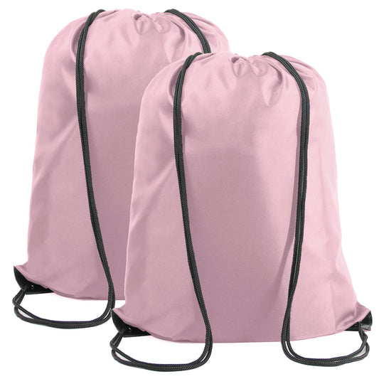 BeeGreen Pink Drawstring Backpack Bags Bulk 2 Pack X-Large 22.4" L x 17.5" W Sports Cinch Sackpack Gym String Bags Machine Washable Heavy Duty for Men Women