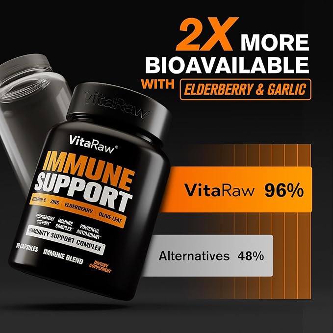 Immune Support Vitamins - Elderberry with Zinc, Vitamin C, and Garlic for Adults - Sambucus Black Elderberry Capsules & Echinacea Immunity Renewal Complex - Powerful Vegan 10 in 1 Immune Defense