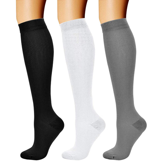 CHARMKING Compression Socks for Women & Men Circulation (3 Pairs) 15-20 mmHg is Best Athletic for Running, Flight Travel, Support, Cycling, Pregnant - Boost Performance, Durability (S/M, Multi 03)