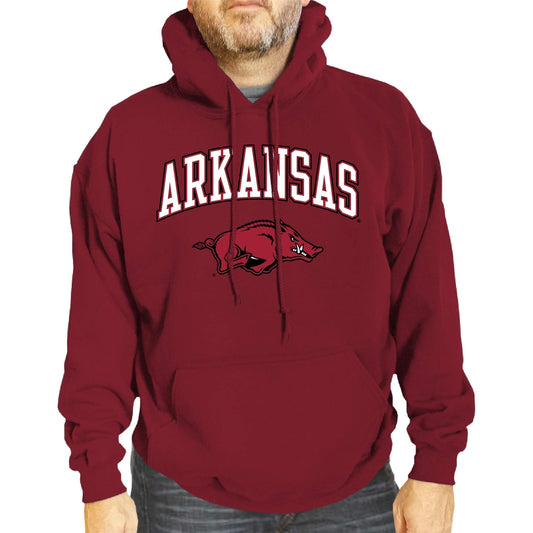 Campus Colors Adult Arch & Logo Soft Style Gameday Hooded Sweatshirt (Arkansas Razorbacks - Cardinal, Small)