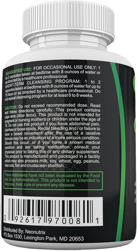 Cape Aloe Natural Laxatives for Constipation Relief- Promotes Healthy Bowel Movement- Supplement for Men & Women - Herbal Detox - 90 Capsules - Made in The USA by Neonutrix