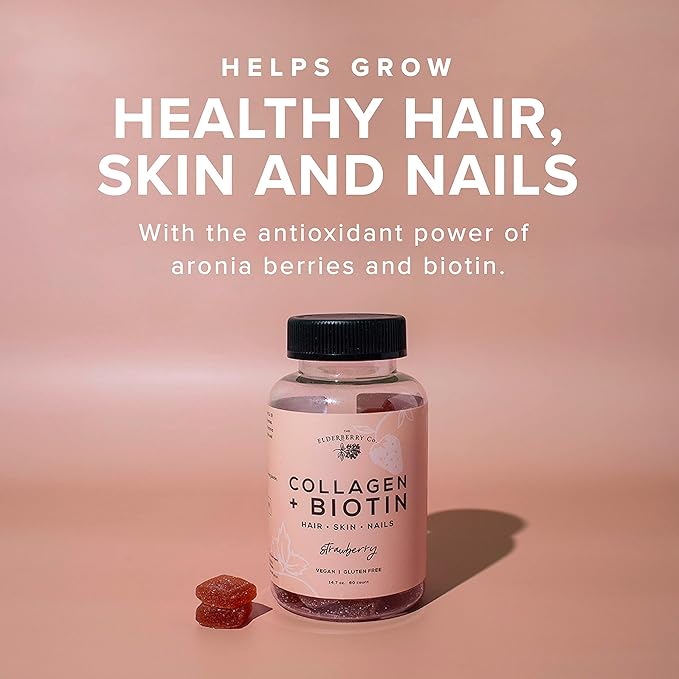 Collagen + Biotin Gummies + Aronia Berries Natural Hair and Nails Supplement