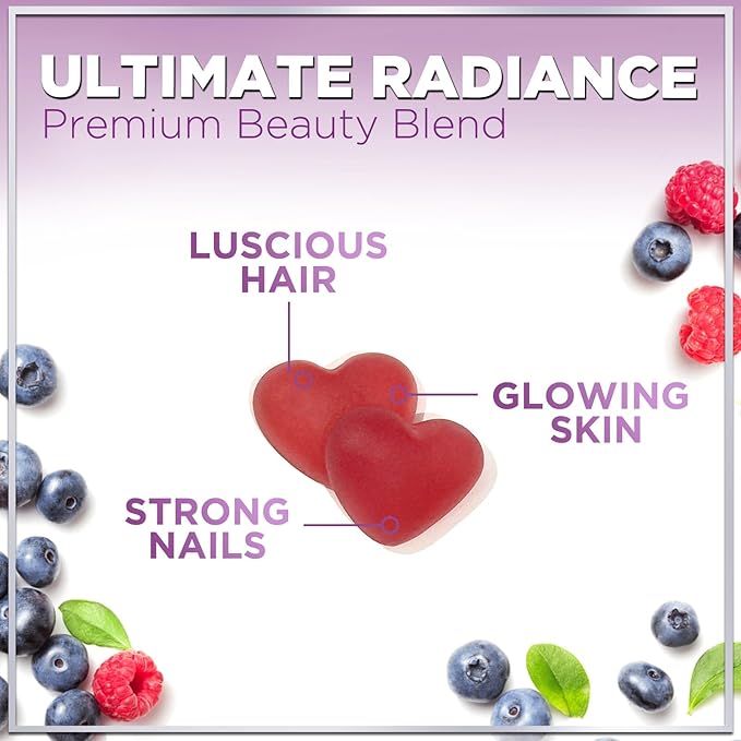 Hair Vitamins Gummy with Biotin 5000 mcg, Hair Growth Support with Vitamins E & C, Non-GMO & Gluten Free, Thicker, Stronger & Beautiful Hair, Skin & Nails, Hair Vitamin for Women & Men - 60 Gummies