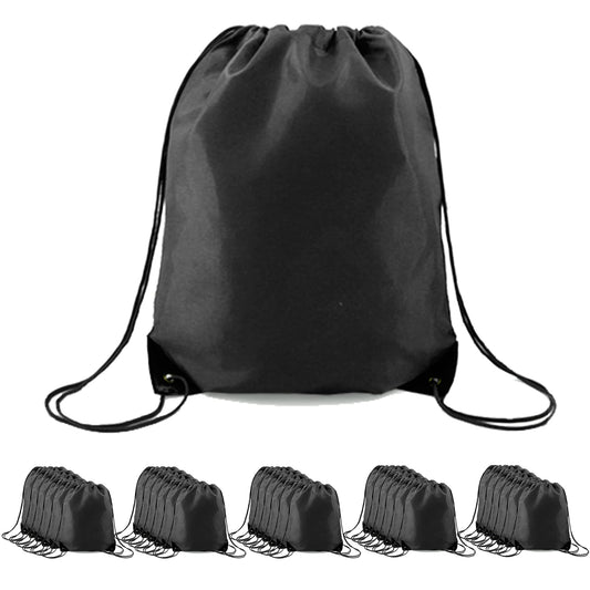 BeeGreen 30 Pieces Black Drawstring Bags Cinch Bags Bulk String Backpack Machine Washable Lightweight Sackpack Outdoor Sport Bags for Men Women