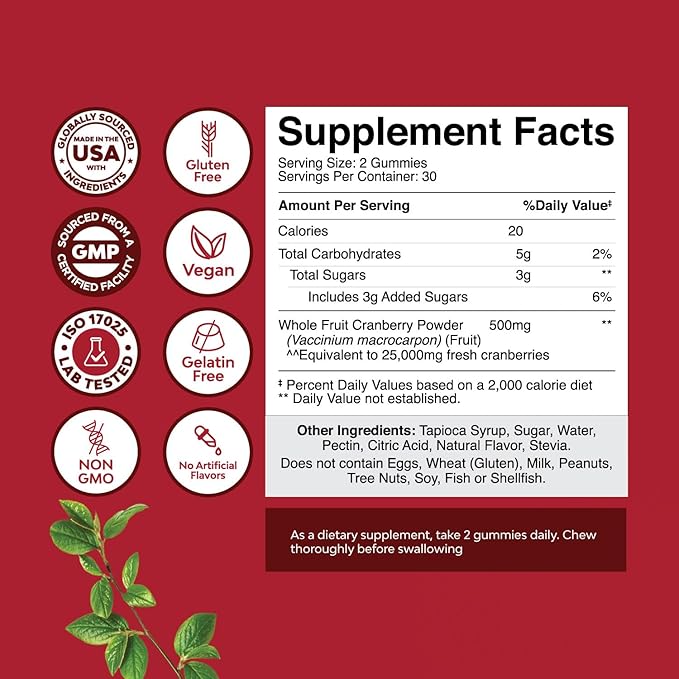 Bundle of Potent Daily Multivitamin Gummies for Adults and Natural Cranberry Gummies for Women and Men - Wellness Blend of Vitamin D A C E B12 Zinc and Biotin - Extra Strength Delicious Antioxidant