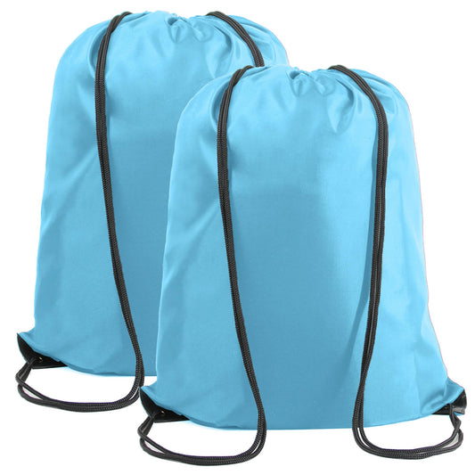 BeeGreen Sky Blue Drawstring Backpack Bags Bulk 2 Pack X-Large 22.4" L x 17.5" W Sports Cinch Sackpack Gym String Bags Machine Washable Heavy Duty for Men Women