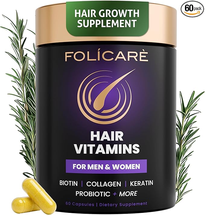 Hair Skin and Nails Vitamins for Women & Men, w/Biotin to Support Healthy Hair, Biotin Supplement Pills w/Collagen + Keratin + Probiotics, Biotina para Cabello Piel y Uñas - Made in USA