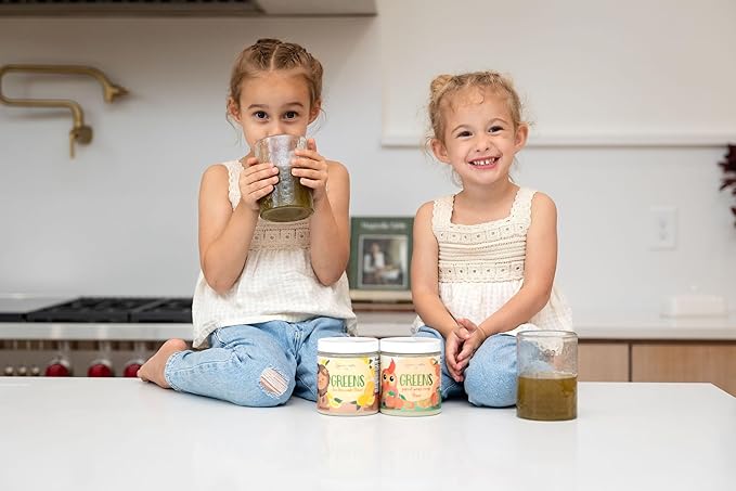Kids Greens Powder, 30 Servings, Parrot Peach Ring, Superfood Drink Mix with Fiber for Digestive Health, Organic Fruits & Vegetables, Antioxidants, Real Food Ingredients, Ages 2+
