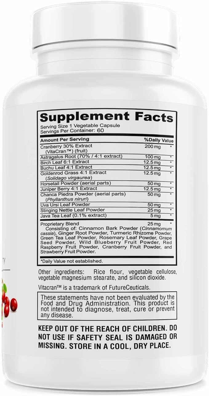 Kidney Cleanse Advanced Formula with Cranberry Extract, Kidney, Urinary Tract & Bladder Detox and Cleanse - 60 Capsules