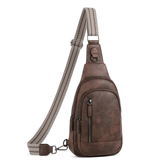 CLUCI Sling Bag Crossbody Bag for Women Leather Cross Body Bag for Women Large Sling Backpack for Men Travel Hiking Cycling Coffee
