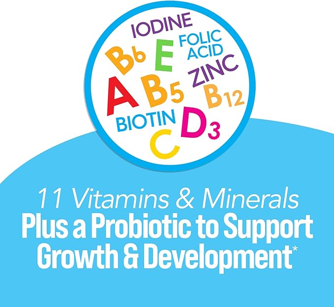 Culturelle Kids Probiotic + Complete Multivitamin Chewable For Kids, Ages 3+, 30 Count, Digestive Health, Oral Health & Immune Support - With 11 Vitamins & Minerals, including Vitamin C, D3 & Zinc