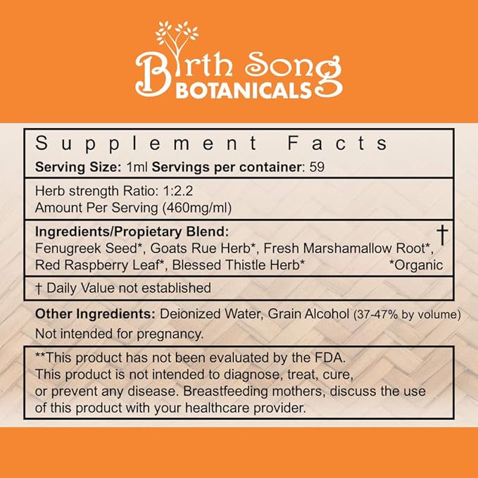 Let There Be Milk! Herbal Breastfeeding Tincture to Support Breast Milk Supply for Lactating and Pumping Moms with Fenugreek and Goat's Rue, 2oz Bottle