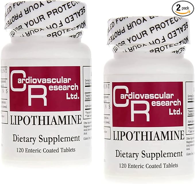 Cardiovascular Research Lipothiamine B Supplement 240 Tablets - Vitamin B1 Now with Alpha Lipoic Acid - 2 X 120 Count