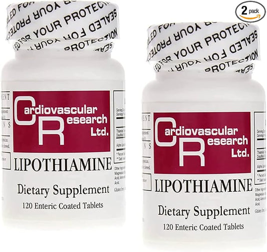 Cardiovascular Research Lipothiamine B Supplement 240 Tablets - Vitamin B1 Now with Alpha Lipoic Acid - 2 X 120 Count