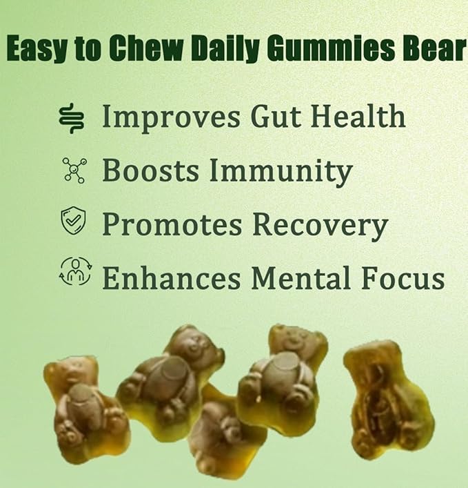 Greens Gummies, Daily Greens Gummies with Chlorella and Spirulina, Digestive & Gut Health, Multi-Vitamins & Minerals, 224 Gummy Bear
