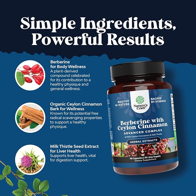 Balancing Berberine Plus 1200mg Per Serving Complex - Antioxidant Berberine with Ceylon Cinnamon Capsules Plus Silymarin Milk Thistle Extract - Active PK for Heart Health Support 90 Capsules
