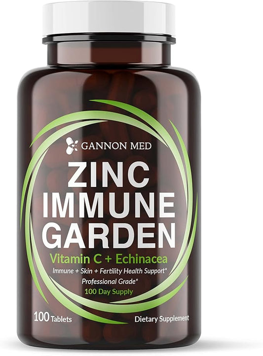 Chelated Zinc 50mg Immune Garden Vitamin C 800mg Zinc Supplements Echinacea 600mg per Tablet - Immunity + Skin + Reproductive Health Minerals - Zinc Chelate Immune Booster for Kids & Adults