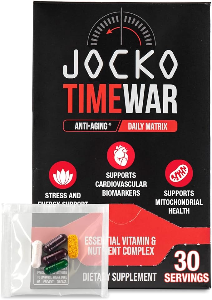Jocko Fuel TIME WAR - Multivitamin for Men & Women. NAD Supplement for Healthy Aging, Heart, Bone, & Eye Health. Essential Vitamins and Minerals, Supports Stress Relief + Energy Levels - 30 Day Supply