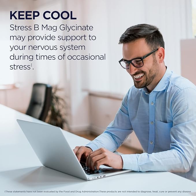 KAL Stress B Mag Glycinate, B Complex Vitamins Plus Magnesium, Active Forms Coenzyme Vitamin B-6, Methylcobalamin, and Folate from 5-MTHF, Healthy Mood & Relaxation Support, 30 Servings, 60 VegCaps