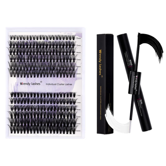 Individual Cluster Lashes 30D/40D Mixed Length 12-16mm and Cluster Lash Bond and Seal Glue for Lash Clusters Personal Makeup Use at Home