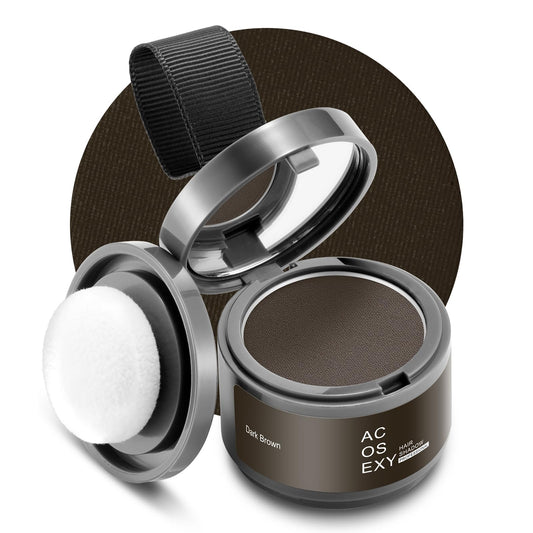 Acosexy Root Cover Up Hair and Beard Line Powder - Dark Brown for Women's Eyebrows, Men's Gray Hair Coverage, Bald Spots (Dark Brown)