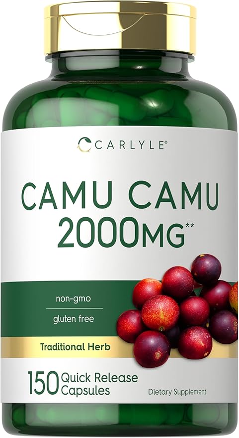 Carlyle Camu Camu Capsules 2000mg | 150 Count | with Vitamin C | Non-GMO, Gluten Free