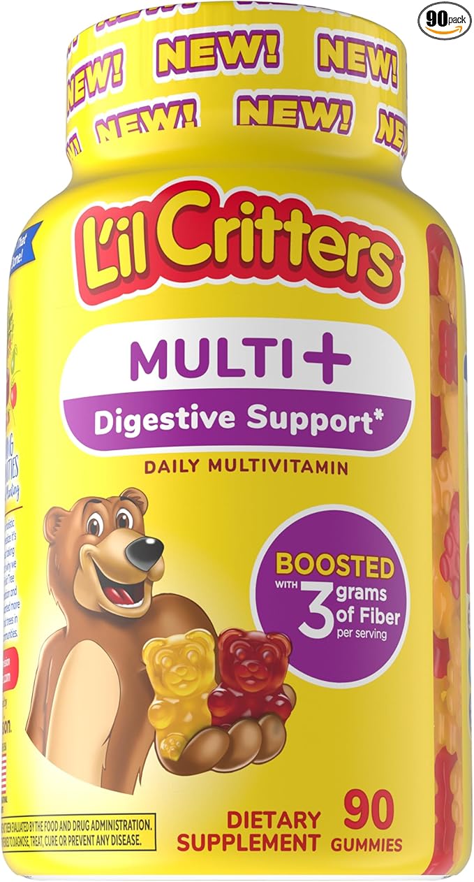 L'il Critters Multi Plus Digestion Gummy Daily Multi Vitamin for Kids, Digestive Support Support, 90 Gummies