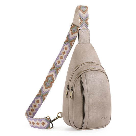 CLUCI Sling Bag Crossbody Bag for Woman Leather Cross Body Bag Sling Backpack CrossBody Backpack Casual Daypack for Travel Hiking Grey