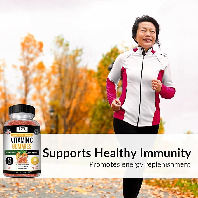 Kaya Naturals Immune Support Gummies, Zinc, Vitamin C, Echinacea, and Electrolytes, Immune Support Supplement, Caffeine Free, Non-GMO - Gluten Free - Great Flavored Gummy Vitamin Supplement 60 Count