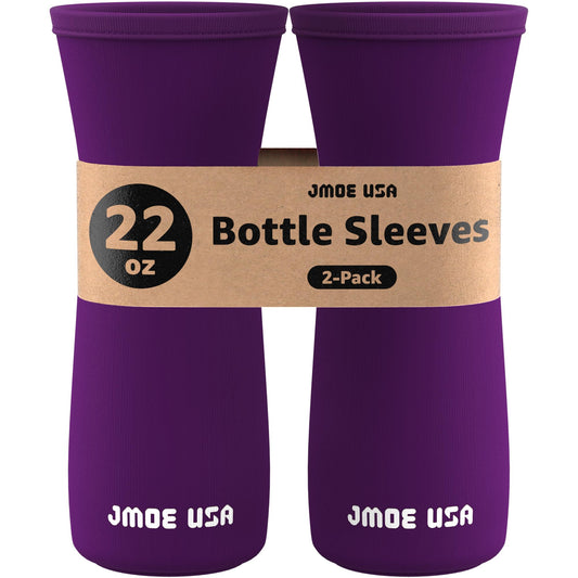 Jmoe USA 22oz Sleeve for Cirkul Water Bottle | Fits 22 oz Plastic and Stainless Steel Bottles | Neoprene Sweat Absorbing Material | Fitted Design | 2-Pack | Insulated Cover (Purple)