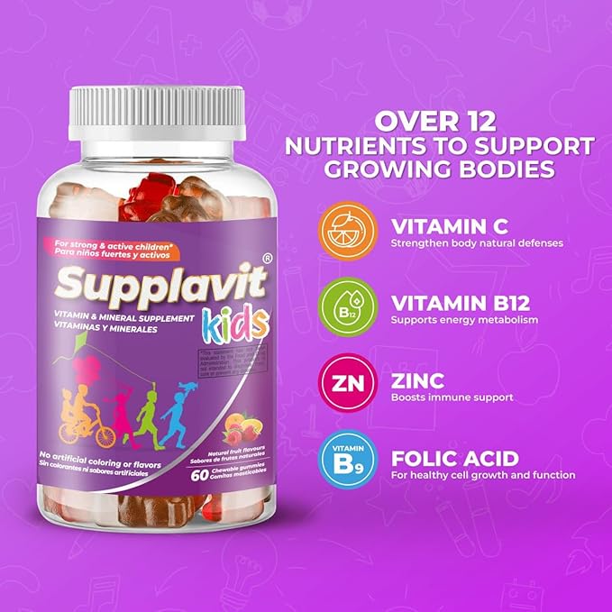 Kids Vitamins and Supplements, No Artificial Coloring, Allergen-Free for Healthy and Strong Children, Natural Fruit Flavors, Healthy and Delicious, (240 Gummies)