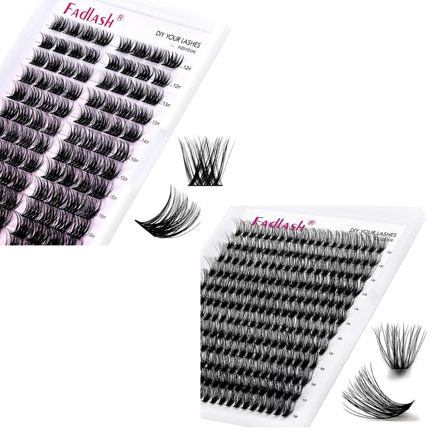 Lash Clusters 96pcs 12-18mm Individual Lashes D Curl & Cluster Lashes 240pcs 40D 3D Effect 12-18mm
