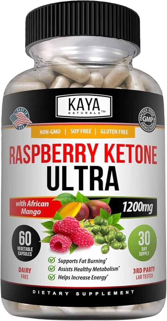 Kaya Naturals Keto Diet Raspberry Ketone - Weight Loss Supplement, Appetite Control, Boost Metabolism - 60 Count
